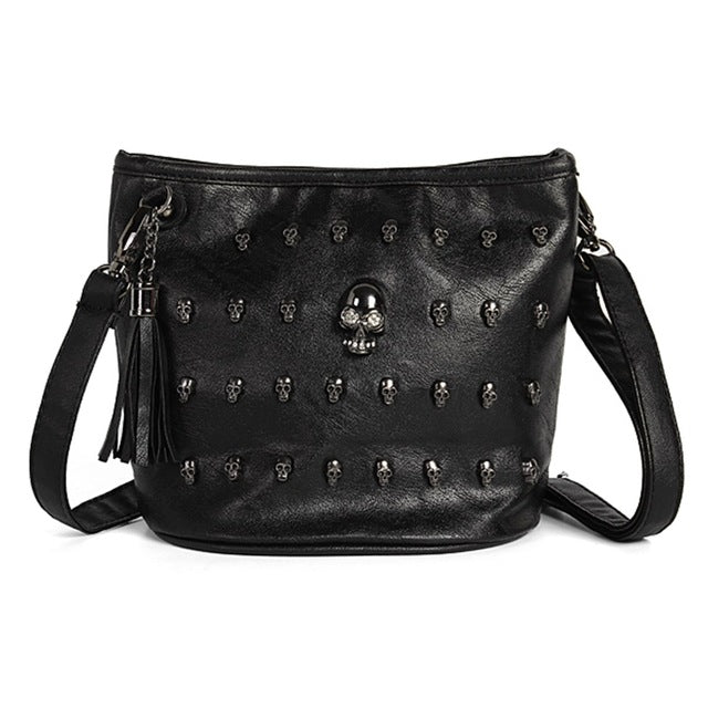 Fashion Shoulder Bags Skull Face Punk Rivet Messenger Bags
