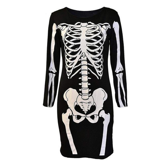 Halloween costumes for women Skeleton Bones Dress Bodycon Fancy Dress