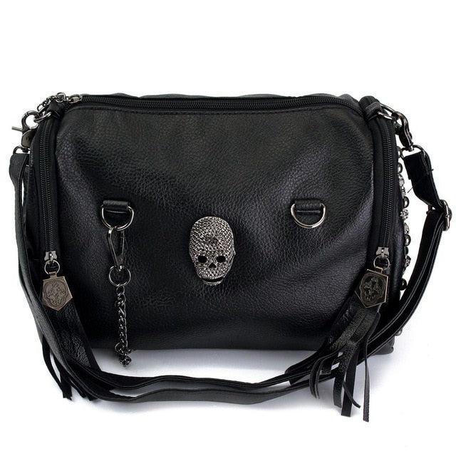 Women Skull Bag Rivet Punk Shoulder Bags Studded Handbag Luxury Motorcycle Crossbody Bolsa Lady Vintage Black Bags Satchel Woman