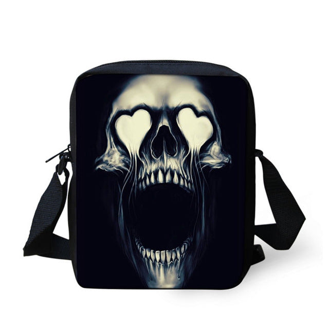 Brand Designer Punk Skull Head Printing Mens Messenger Bags for Men Casual Crossbody Bags,Boys Small Kids Travel Shoulder bag