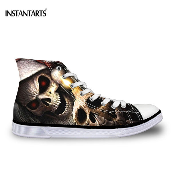 Punk Azrael Skull Print Men Canvas Shoes Casual Man's Lace-up Flats Shoes Fashion High top Vulcanized Shoes for Boys