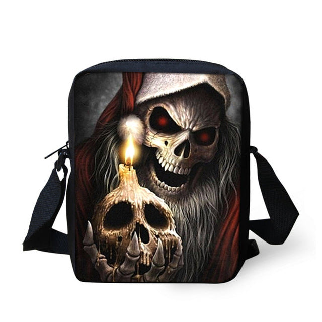 Brand Designer Punk Skull Head Printing Mens Messenger Bags for Men Casual Crossbody Bags,Boys Small Kids Travel Shoulder bag