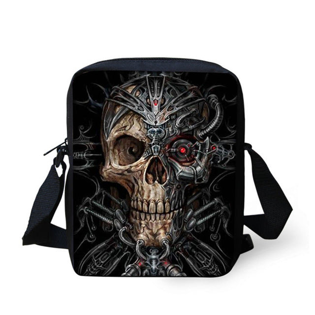 Brand Designer Punk Skull Head Printing Mens Messenger Bags for Men Casual Crossbody Bags,Boys Small Kids Travel Shoulder bag