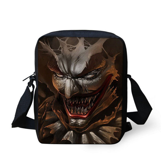 Brand Designer Punk Skull Head Printing Mens Messenger Bags for Men Casual Crossbody Bags,Boys Small Kids Travel Shoulder bag