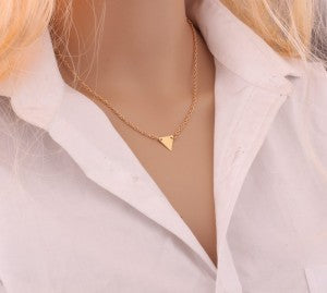 New Women Fashion Gold Color 3 Layers Chain Necklace Hollow Out Triangle Long Pendant Necklaces Jewelry Free shipping