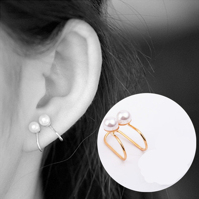 New Brincos Clip Earring Simulated-pearl Crystal Heart Leaf Star Flower Ear Bone Cuff Earrings For Women Men Jewelry
