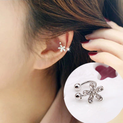 New Brincos Clip Earring Simulated-pearl Crystal Heart Leaf Star Flower Ear Bone Cuff Earrings For Women Men Jewelry