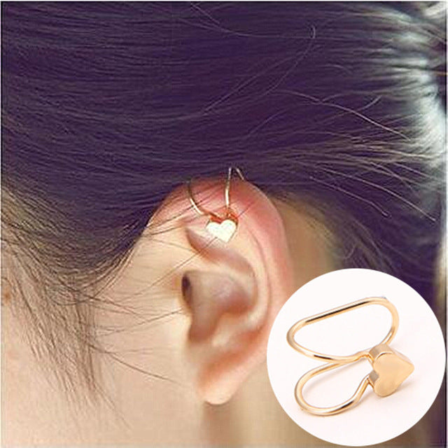 New Brincos Clip Earring Simulated-pearl Crystal Heart Leaf Star Flower Ear Bone Cuff Earrings For Women Men Jewelry