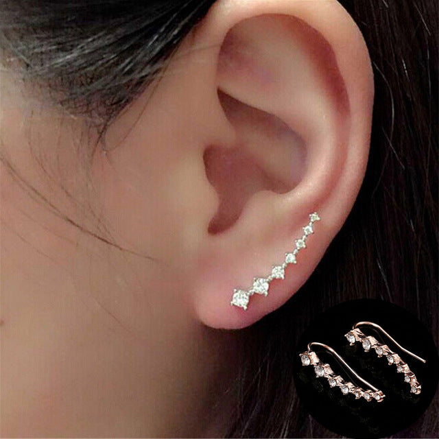 New Brincos Clip Earring Simulated-pearl Crystal Heart Leaf Star Flower Ear Bone Cuff Earrings For Women Men Jewelry