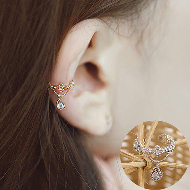 New Brincos Clip Earring Simulated-pearl Crystal Heart Leaf Star Flower Ear Bone Cuff Earrings For Women Men Jewelry