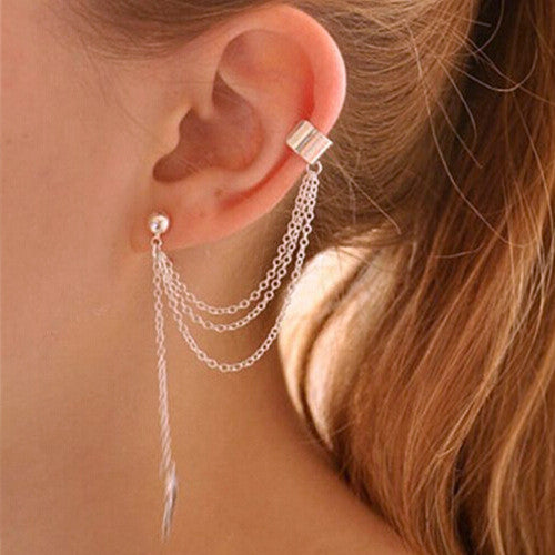 Stud Earrings For Women Feather Tassel Cat Star Spider Brincos Ear Cuff Fashion Jewelry 2018