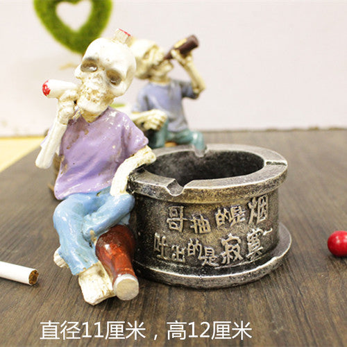 Retro Car Ashtrays Creative luck Skull Cigarettes Ash Trays Ashtray Home Car Decoration Home Furnishing decoration