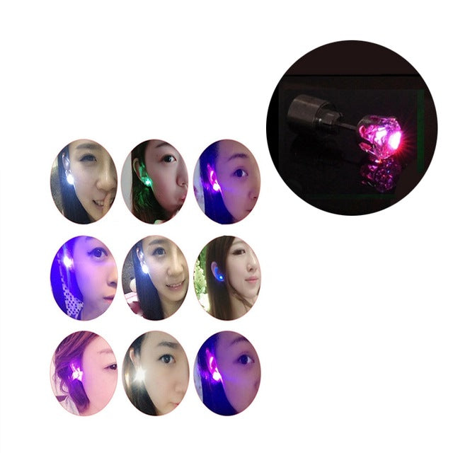 1PCS Crown Charm LED Earring Glowing in Dark Crystal Stainless Steel Stud Earring For Women Jewelry Anillos Party Gifts