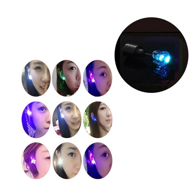 1PCS Crown Charm LED Earring Glowing in Dark Crystal Stainless Steel Stud Earring For Women Jewelry Anillos Party Gifts