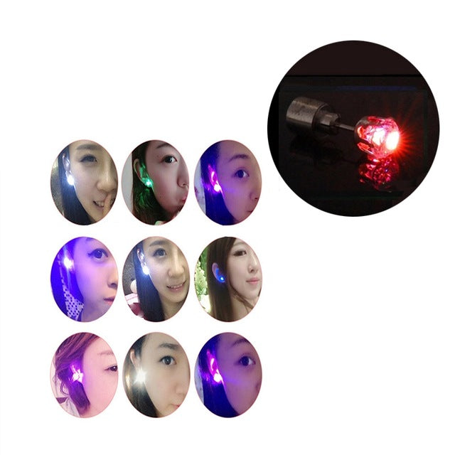 1PCS Crown Charm LED Earring Glowing in Dark Crystal Stainless Steel Stud Earring For Women Jewelry Anillos Party Gifts
