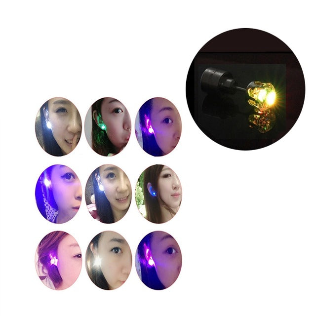 1PCS Crown Charm LED Earring Glowing in Dark Crystal Stainless Steel Stud Earring For Women Jewelry Anillos Party Gifts