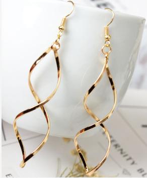 The New Minimalist Spiral Curled Silver Earrings, Design Sense Of Wave Curve Gold Drop Earrings Female Jewelry Long Earrings