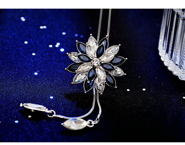Fashion elegant sweater chain long crystal snow pendant water drop accessories long decoration necklace jewelry