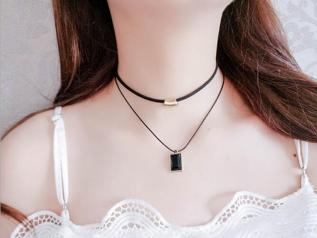 Jewelry trade clavicle short necklace pendant sweater chain men and women crystal dots multilayer beach accessory