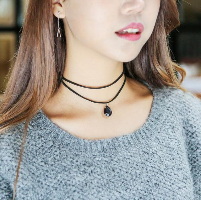 Jewelry trade clavicle short necklace pendant sweater chain men and women crystal dots multilayer beach accessory