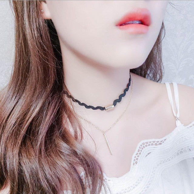 Jewelry trade clavicle short necklace pendant sweater chain men and women crystal dots multilayer beach accessory