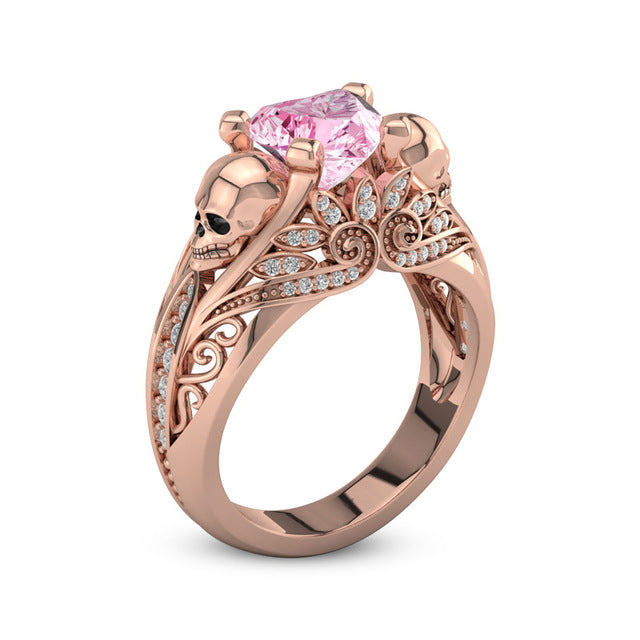 Vintage Skull Heart CZ Stone black Ring for Women Fashion Jewelry Wedding Gift