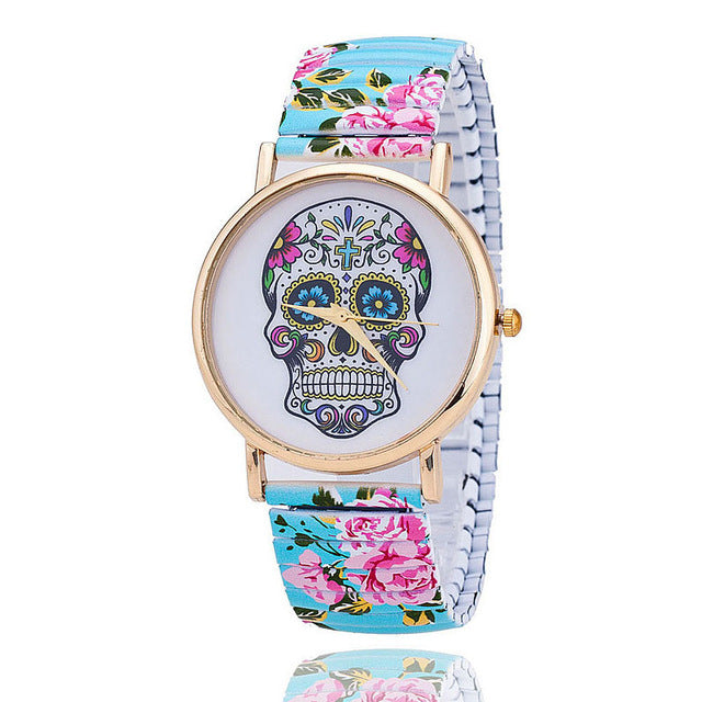 skull wrist watch for women men