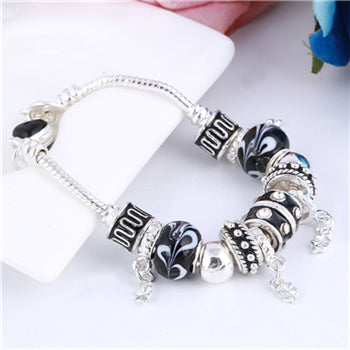 Pink Crystal Charm Silver Bracelets & Bangles for Women With Aliexpress Murano Beads Silver Bracelet Femme Love Jewelry