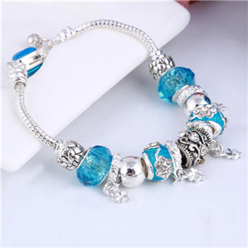 Pink Crystal Charm Silver Bracelets & Bangles for Women With Aliexpress Murano Beads Silver Bracelet Femme Love Jewelry