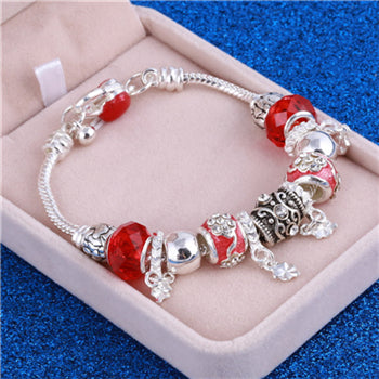 Pink Crystal Charm Silver Bracelets & Bangles for Women With Aliexpress Murano Beads Silver Bracelet Femme Love Jewelry