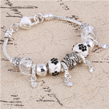Pink Crystal Charm Silver Bracelets & Bangles for Women With Aliexpress Murano Beads Silver Bracelet Femme Love Jewelry