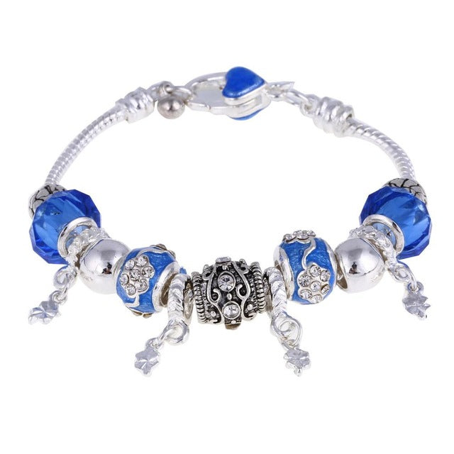 Pink Crystal Charm Silver Bracelets & Bangles for Women With Aliexpress Murano Beads Silver Bracelet Femme Love Jewelry