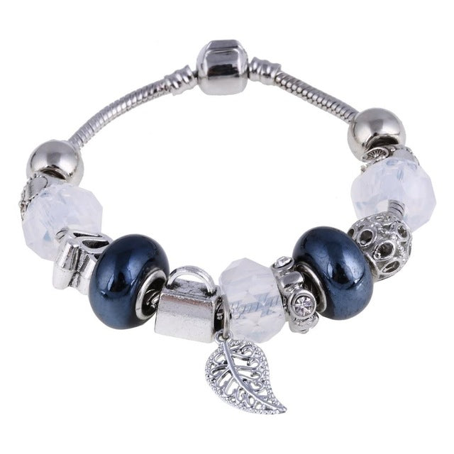 Pink Crystal Charm Silver Bracelets & Bangles for Women With Aliexpress Murano Beads Silver Bracelet Femme Love Jewelry