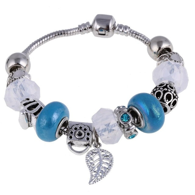 Pink Crystal Charm Silver Bracelets & Bangles for Women With Aliexpress Murano Beads Silver Bracelet Femme Love Jewelry
