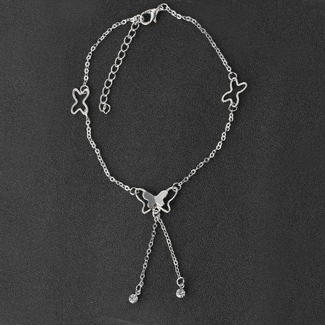 Butterfly Pendant Anklets Foot Chain Summer Yoga Beach Leg Bracelet Handmade Anklet Rose Gold Silver Color Jewelry Gift