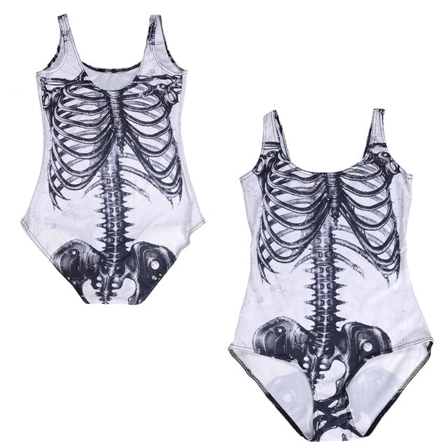 Floral Day Of The Dead Skulls Swimsuit One Piece Bodysuit Colorful Sugar