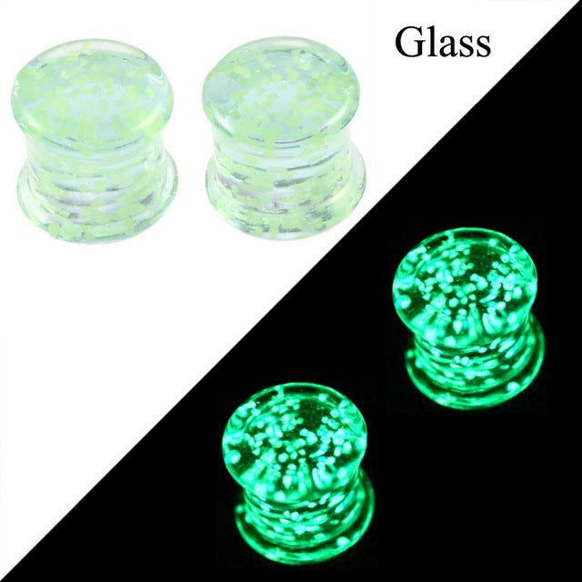 2pcs Multiple Styles Glow in the Dark Ear Tunnel Plugs Piercing Ear Taper Stretcher Kit Earring Gagues Expander Piercing Jewelry