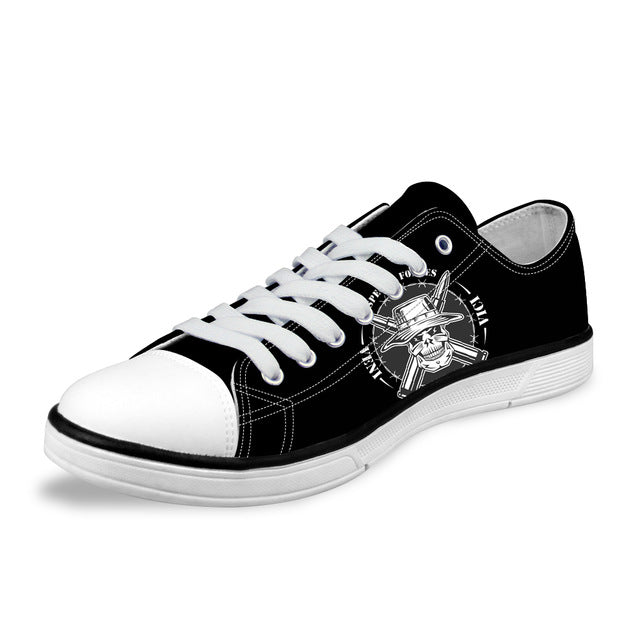 Skull Printing Men's Vulcanize Shoes Teenagers Punk Style Sneakers for Student Cool Canvas Shoes Lace-up Walking Shoe