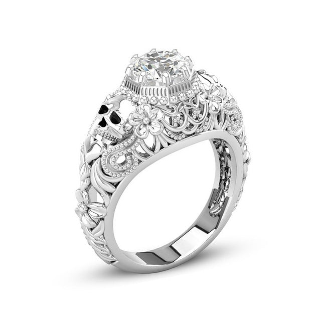 Skull CZ Ring European and American Punk style Motor Biker Men Ring skull men's jewelry