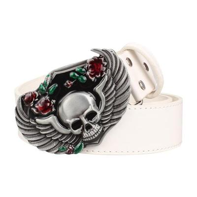 Wild Personality Men's belt metal buckle colour Skull Totem belts wing skeleton head pattern punk rock style trend belt for men