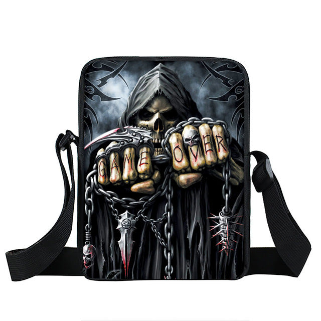 Grim Reaper Skull Handbags Women Messenger Bags Cool Rock Crossbody Bag Kids Shoulder Bag For Teenager Boys Girls Best Gift