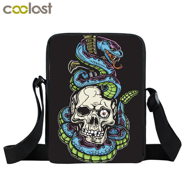 Grim Reaper Skull Handbags Women Messenger Bags Cool Rock Crossbody Bag Kids Shoulder Bag For Teenager Boys Girls Best Gift
