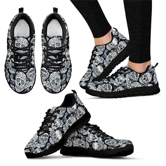 Sugar Skull Printed Running Shoes Lightweight Mesh Men's Shoes Flats Outdoor Sport Shoes