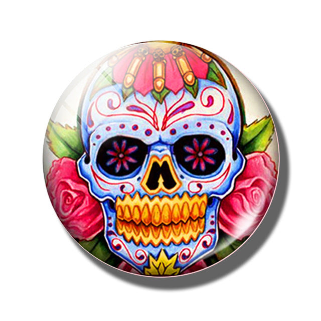 20 PCS Sugar Skull Day of The Dead 25MM Glass Cabochons