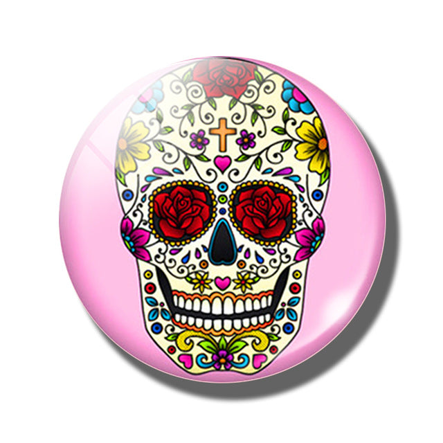 20 PCS Sugar Skull Day of The Dead 25MM Glass Cabochons