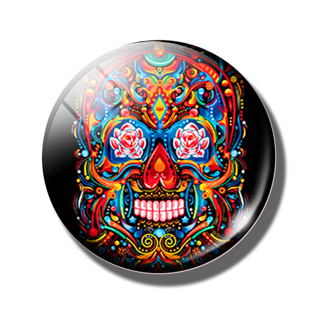 20 PCS Sugar Skull Day of The Dead 25MM Glass Cabochons