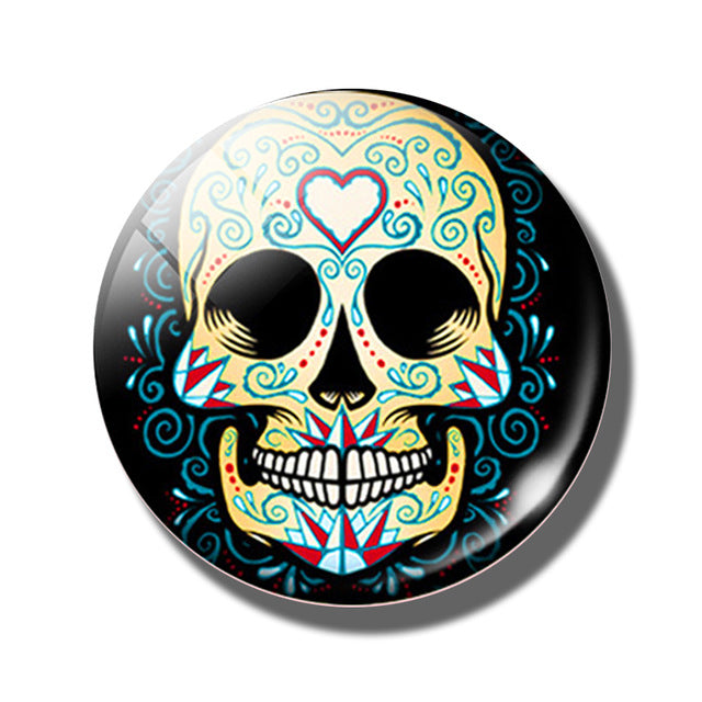 20 PCS Sugar Skull Day of The Dead 25MM Glass Cabochons