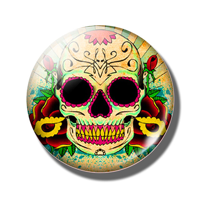 20 PCS Sugar Skull Day of The Dead 25MM Glass Cabochons
