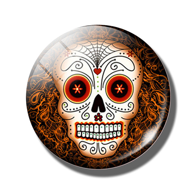 20 PCS Sugar Skull Day of The Dead 25MM Glass Cabochons