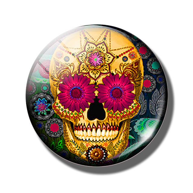 20 PCS Sugar Skull Day of The Dead 25MM Glass Cabochons
